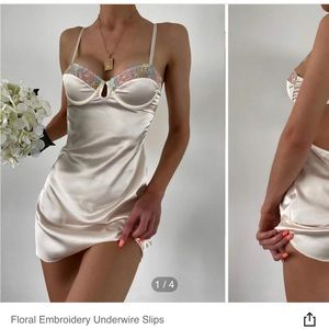 nwt floral embroidery slip